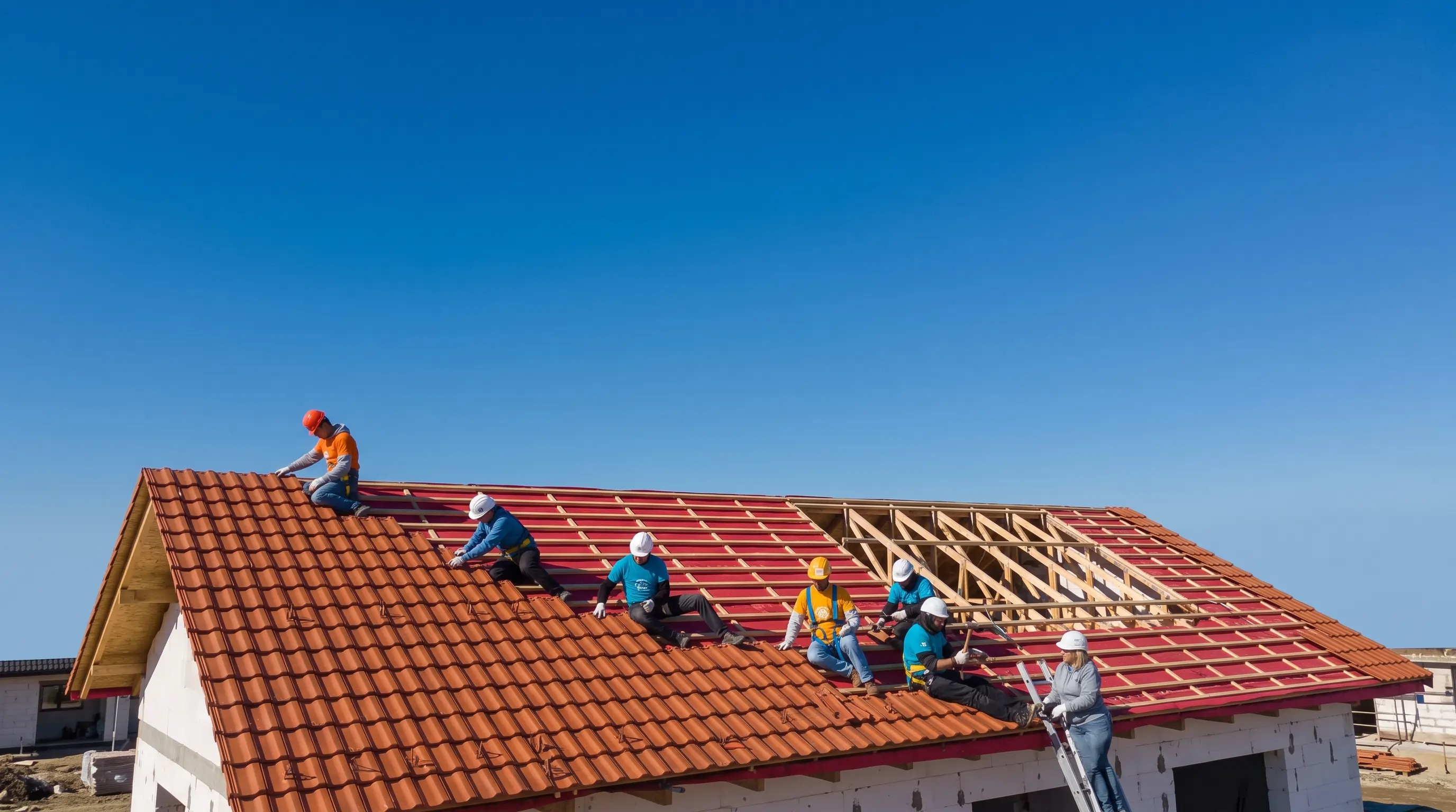 A professional roofer working on a roof